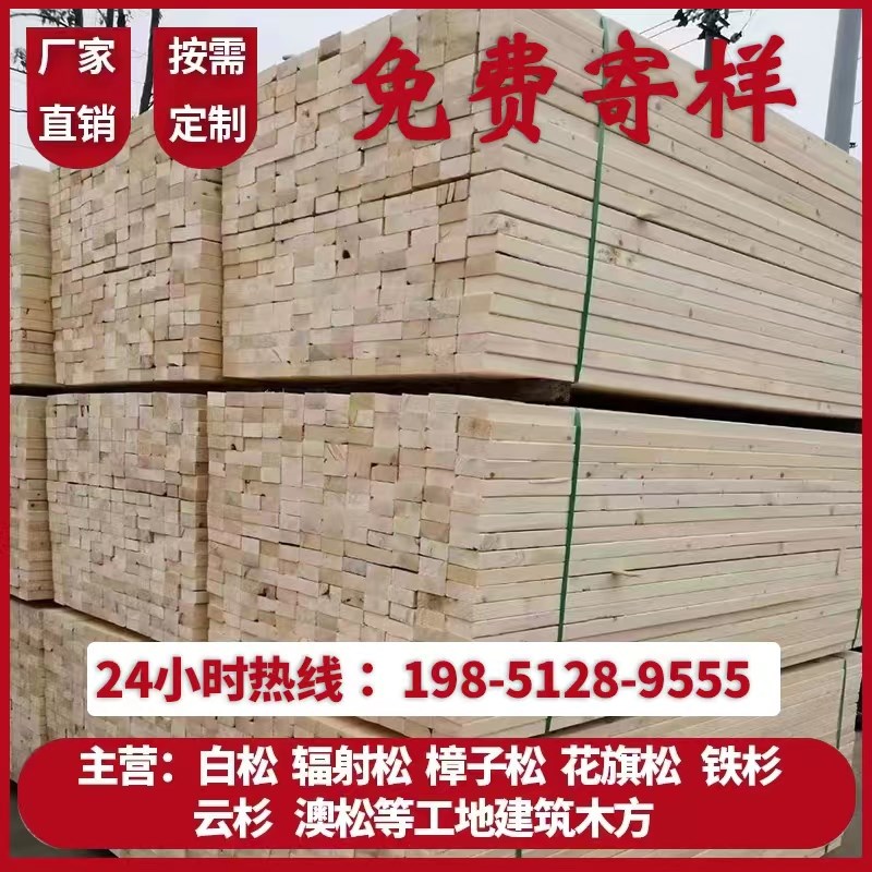 建筑木方木跳板工地支模木方桥梁枕木白松松木条原T木实木按需加