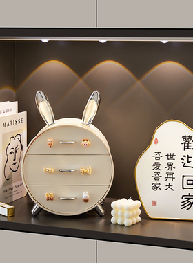 入户玄关轻奢抽屉式桌面t收纳盒钥匙收纳装饰品置物架储物盒摆件