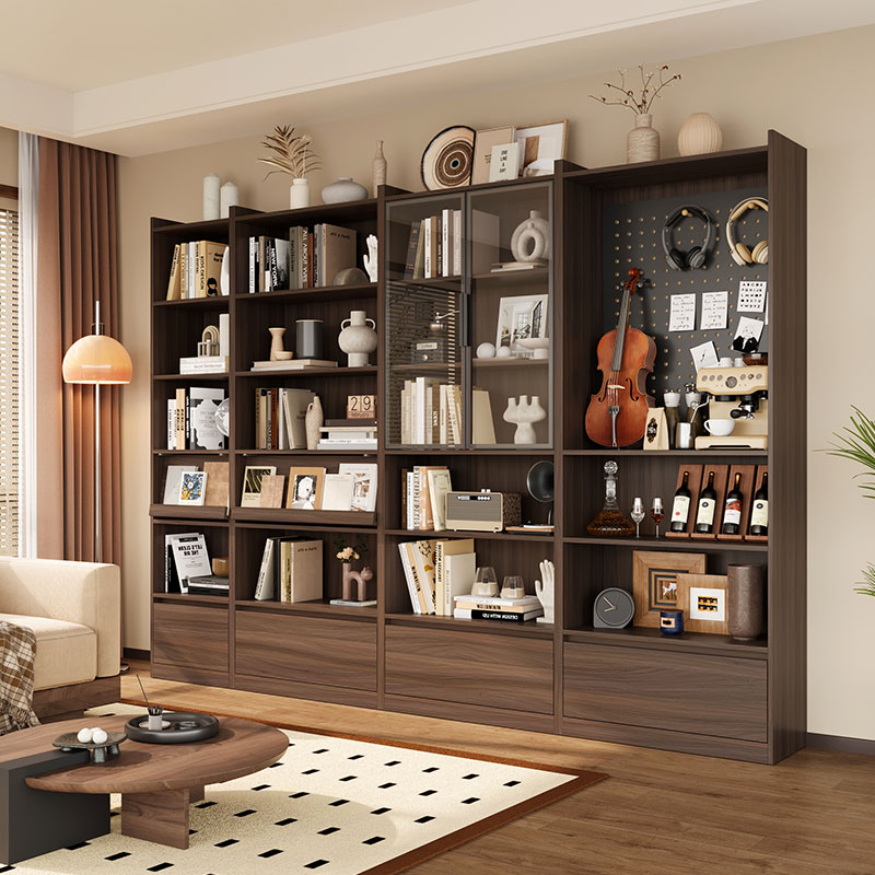 中式复古满墙组合书柜去客厅化一体整墙展示背景柜书房Y落地储物