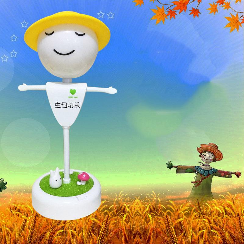 创意led稻草人小夜灯 充电式触控感应灯 卧室卡通起夜儿童礼品灯