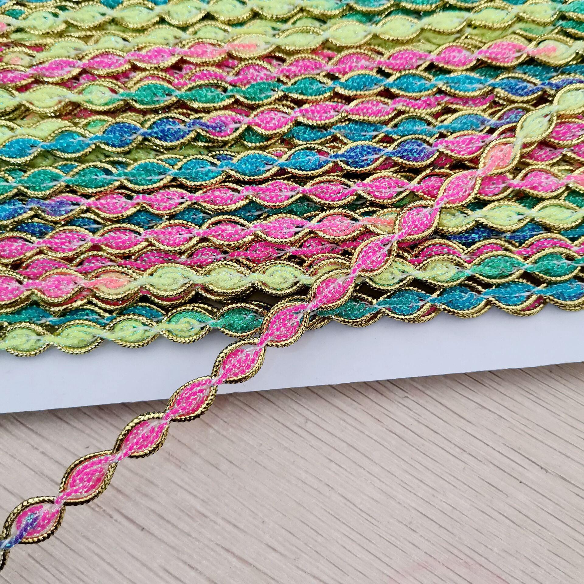 戏曲头饰金银八字8字圆民族风波浪花边 服装辅料 S形彩色织带