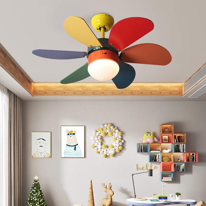 客厅风扇灯餐厅卧室现代简约儿童房北欧吊扇灯一体吊灯中山灯具
