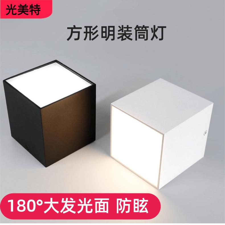 客厅过道防眩长方形双头LED明装筒灯免开孔斗胆灯阳台吸顶无主灯