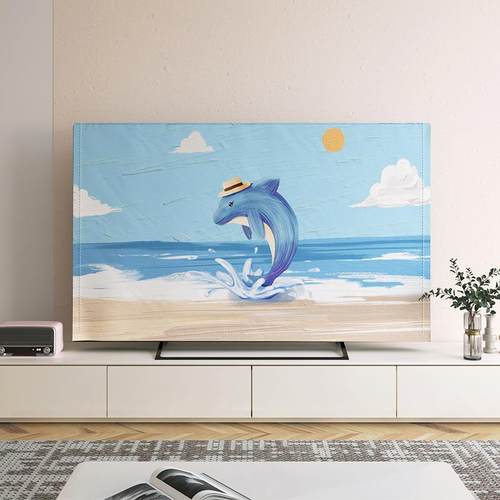 电视机罩防尘罩清新油画盖巾55寸50寸65寸家用挂式液晶电视套盖布