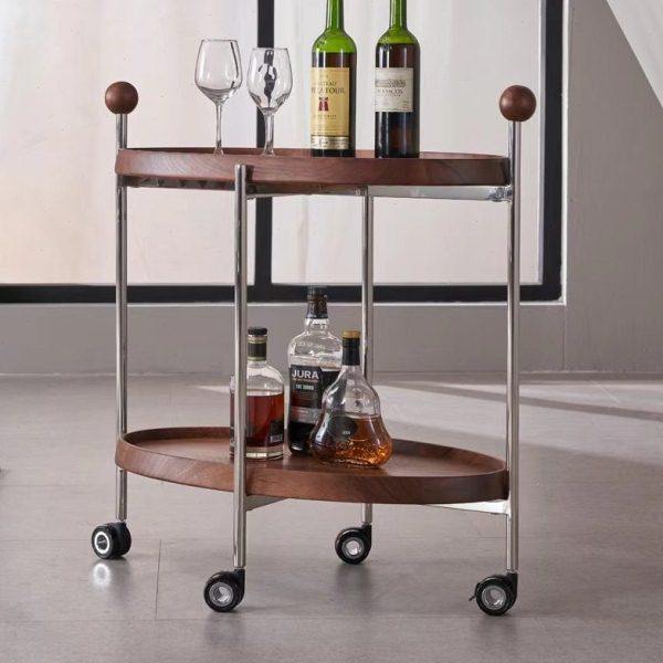 哇噢黑胡桃木调酒吧台餐车双层储物中岛台小酒柜 餐厅移动小餐车,商业/办公家具,餐盘收集车,淘宝优惠券,粉丝福利购,淘宝优惠卷