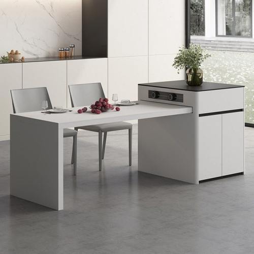 可伸缩中岛台餐桌一体现代简约轻奢功能岩板开放式厨房家用小户型