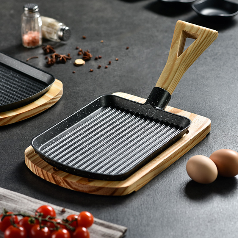 韩式不粘铁板烧盘铸铁烤盘商用电磁炉烤肉盘戳子肉烧烤Z盘煎牛排