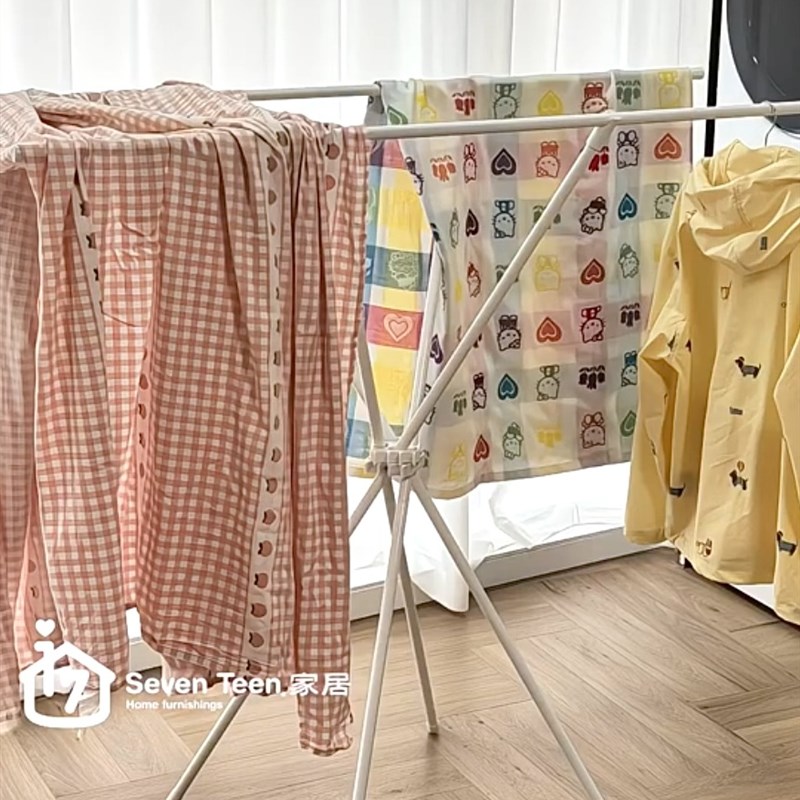 小户型折b叠晾衣架阳台落地伸缩晾晒架隐形收缩大容量省空间晾衣