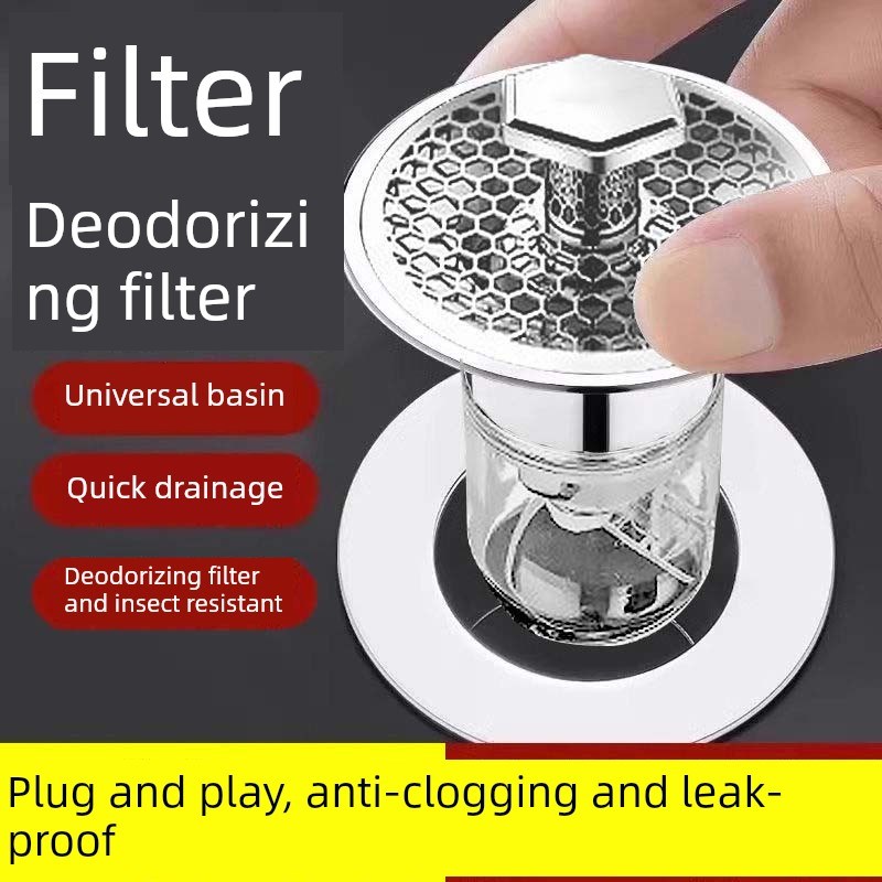 不锈钢面盆通用面盆面盆弹出式芯防异味过滤器O防泄漏排污塞压滤