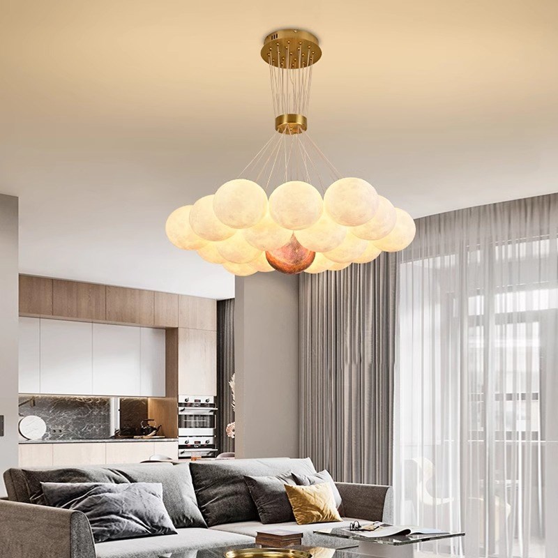 科迪诗2025年新款现代简u约大气奶油风3D月球客厅卧室餐厅吊灯具