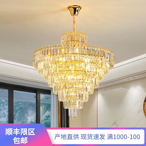 欧式客厅吊灯水晶家用餐厅饭厅门厅入户灯现代楼梯复式楼大厅吊灯