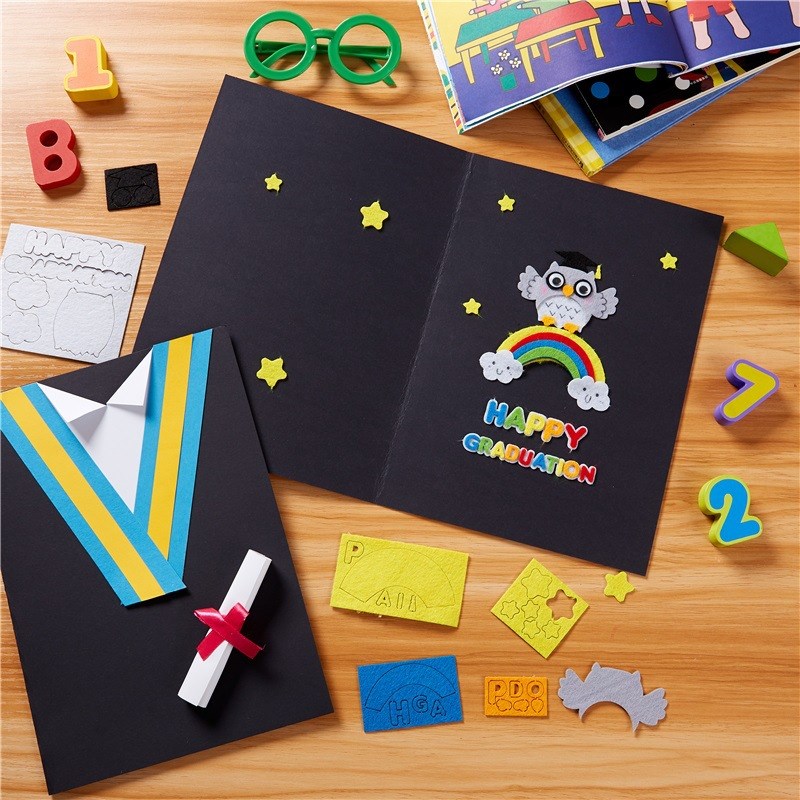 毕业季礼服贺卡幼儿园毕业礼物儿童自制手工diyT材料毕业季贺卡