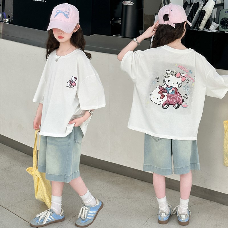 女童牛仔短裤夏装2025新款13儿童五分裤夏季12岁女孩大童女装中裤