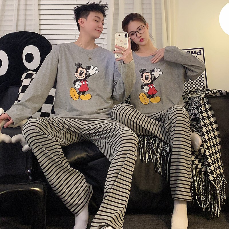 可外穿男士睡衣套装女款纯棉布料z100全棉长袖春秋冬季情侣家居服