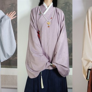 裳裳者华 泠泠 明制暗纹直领大襟交领琵琶袖短衫袄夹衣春秋冬汉服