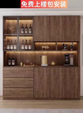 餐边柜一体靠墙新款简约实木酒柜隔E断柜客厅落地展示柜多功能高