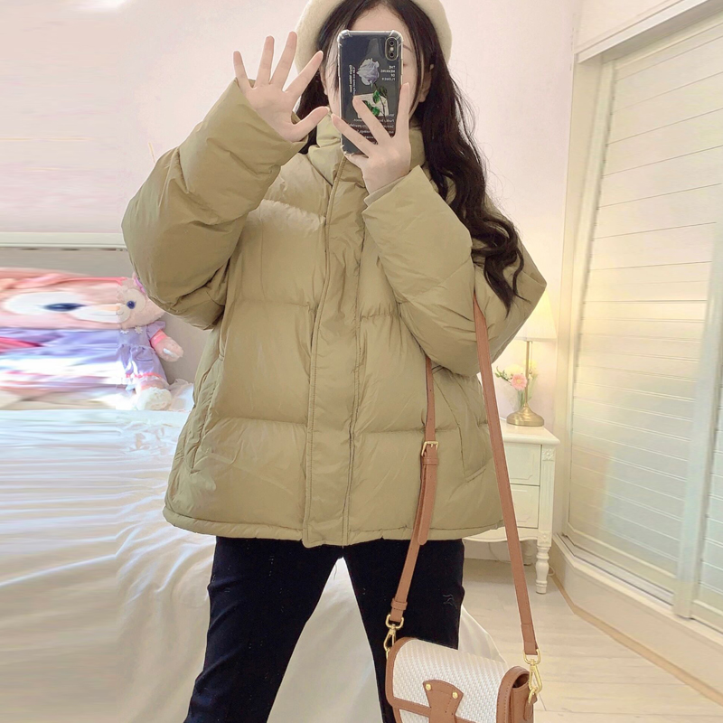 韩版短款立领羽绒棉衣棉服女冬加厚2023新款小个子宽松百搭面包服