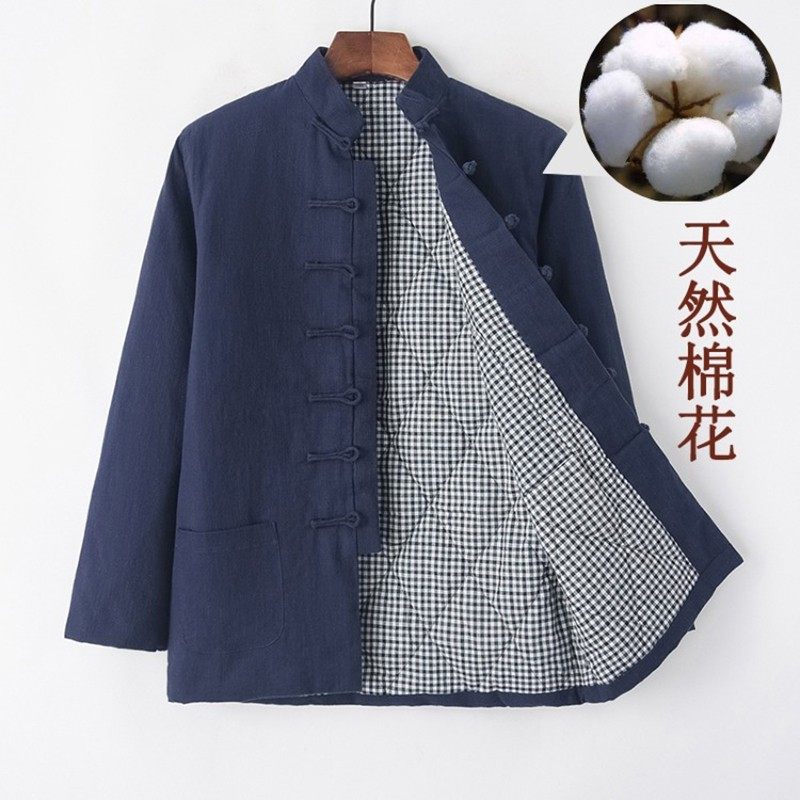 冬季唐装男棉花棉袄加厚夹棉外套中老年棉衣中式复古棉麻盘扣棉服,男装,唐装,淘宝优惠券,粉丝福利购,淘宝优惠卷