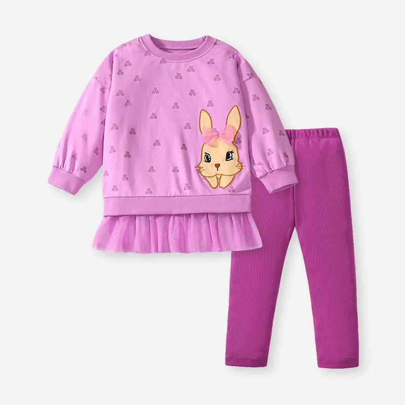 女童休闲长袖上衣打底裤子两件套儿童纯棉卫衣宝宝秋装小童套装裙