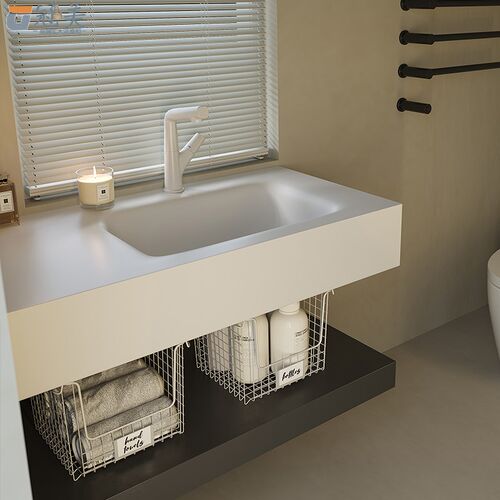 岩板热弯可丽耐一体盆浴室柜组合卫生间陶瓷洗手洗脸洗漱台盆定制