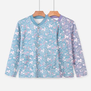 中老年纯棉女士秋衣开p衫大码打底睡衣前开扣对襟老人保暖秋冬长