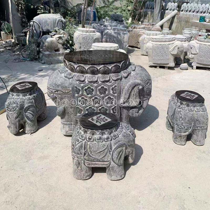 石雕象墩坐凳大理石石桌石凳中式庭院复古工艺石桌厂家