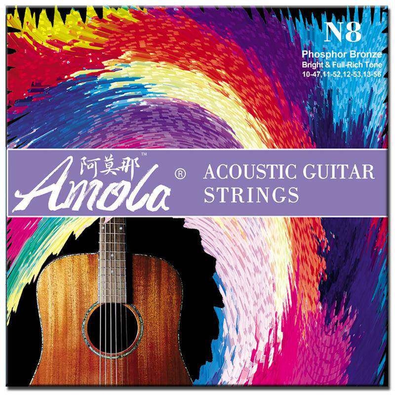 AMOLA镀膜琴弦民谣吉他弦磷铜吉他弦全套木吉它弦配件6根弦