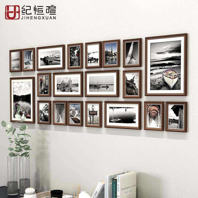 实木洗照片做成相框挂墙结婚照画框像框架定制相片框组合来图定