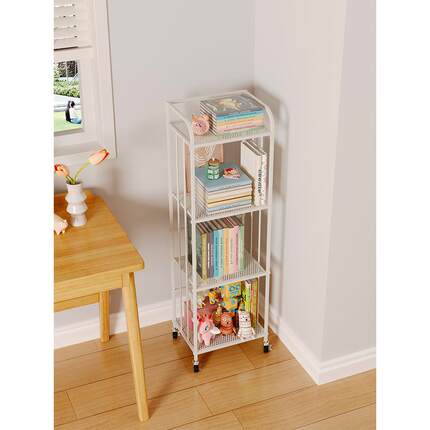 A9L简易书桌旁小书架落地置物架客厅可移动铁艺架子卧室展示架靠