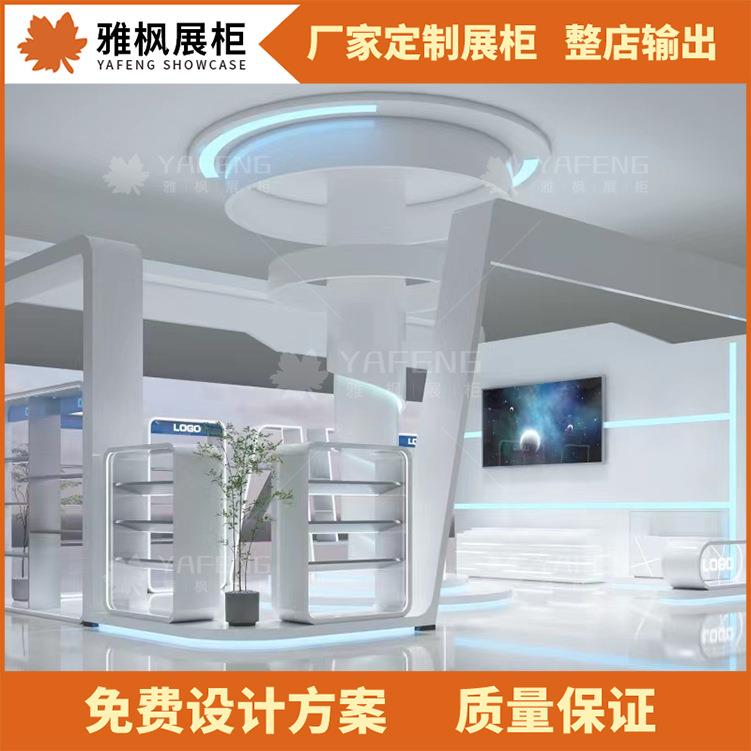 公司展厅展示柜设计企业烤漆玻璃展示架展柜台公司产品展示柜展架