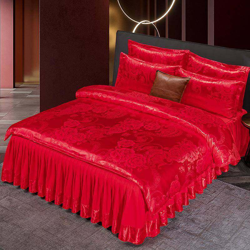 欧式高端贡缎提花被套四件套双人床单被罩单人三件套高档婚庆套件
