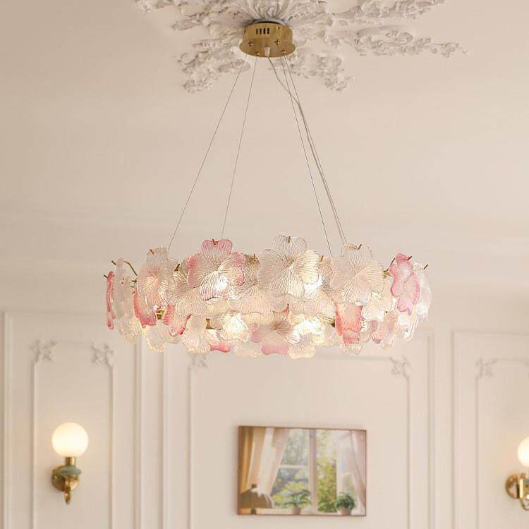 客厅吊灯2025年新款法式中古轻奢卧室餐厅现代设计师艺术花朵玻璃,家装灯饰光源,智能吊灯,淘宝优惠券,粉丝福利购,淘宝优惠卷
