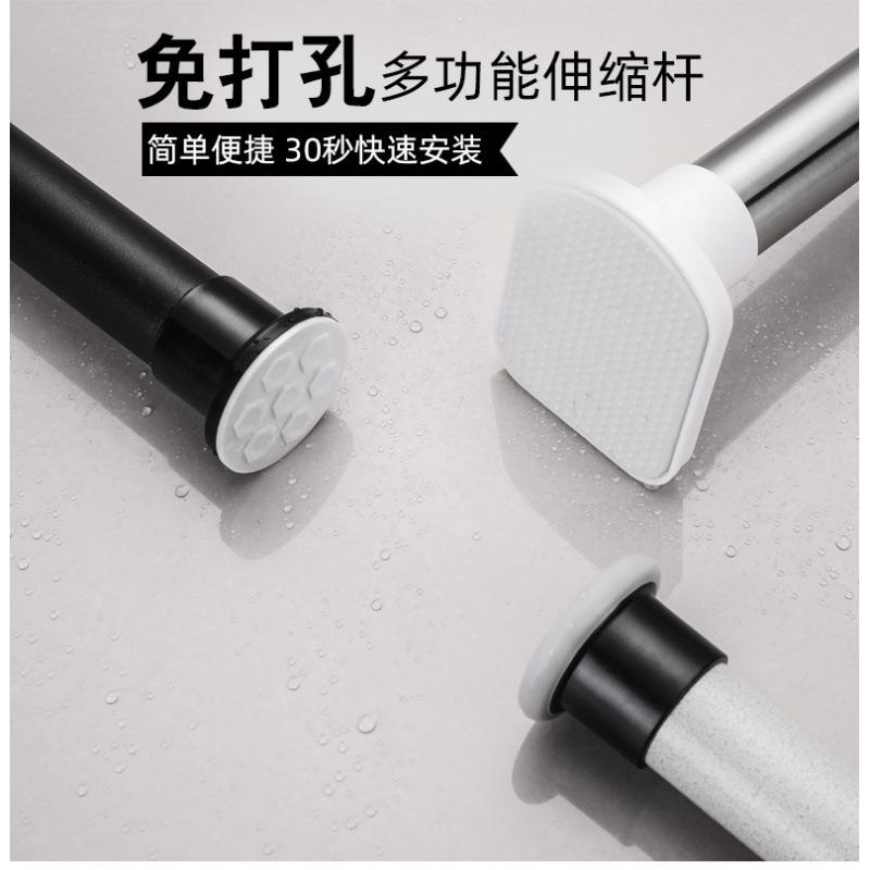 免打孔易安装窗帘杆晾衣杆加粗弹簧杆伸缩杆白色阳台可伸缩杆子