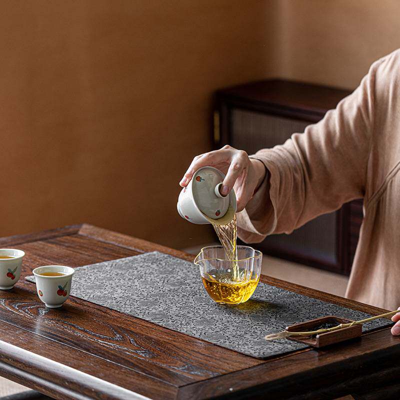 IYR7 香云纱双面干泡茶席布新中式禅意桌旗茶垫子双层茶垫