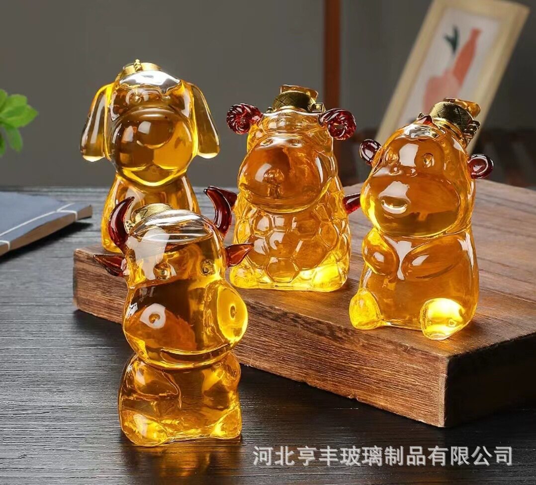 新款十二生肖动物酒瓶高硼硅玻璃醒酒器工艺酒瓶动物造型酒瓶