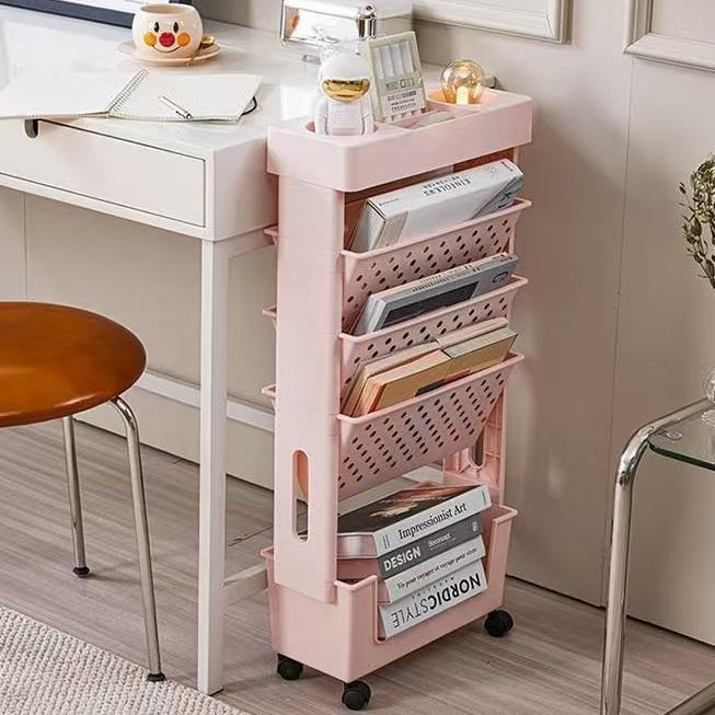 落地带轮可移动书架教室桌面课本收纳架书房大容量多层书本置物架