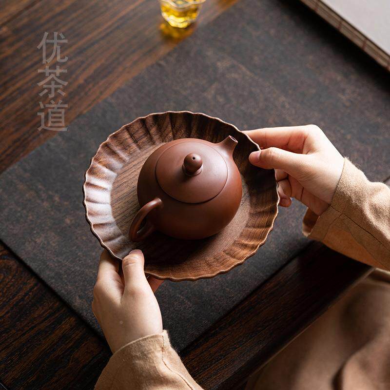 北美黑胡桃木档高茶盘北美胡桃干泡承家用实木小型托盘壶心盘轻奢