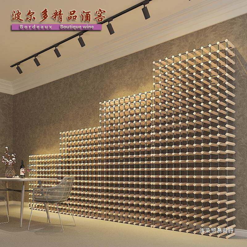 酒庄实木酒架展示架大型酒窖红酒柜工业风酒架酒吧隔断装饰红酒墙