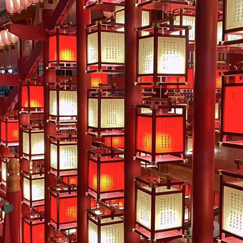 中式仿古实木灯笼中国风复古宫灯走廊酒店景区木艺吊灯手工艺木质
