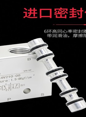 气缸电磁阀4V210-08气动4V310-10控制阀DC24V二位五通换向气阀220
