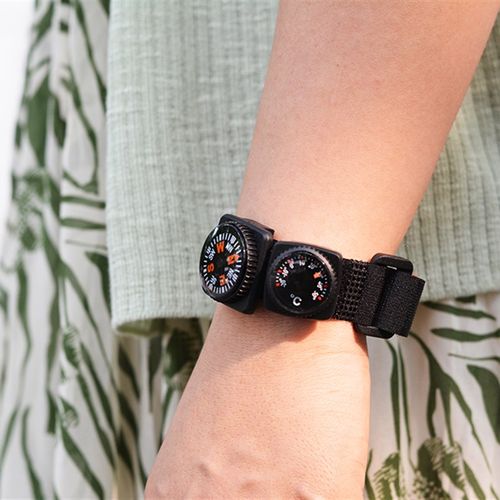 防水高品质腕表带指北针温度计小型指南针骑行潜水游泳强磁款