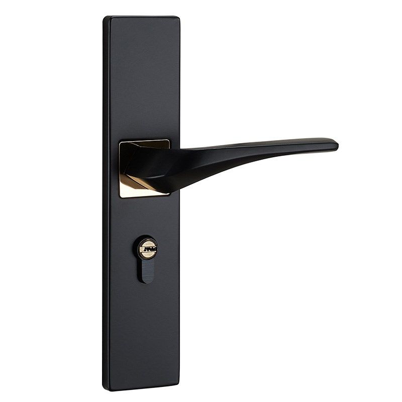 黑色门锁家用通用型室内卧室静音门把手手柄实木房门锁锁具铝合金