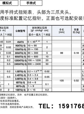 日本东日TOHNICHI 扭矩表扭矩计 扭力计ATG045CNATG09CN公制