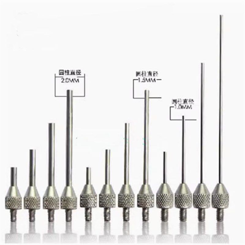 百千分表柱形 加长款百分表配件 平面白钢测头 细杆侧头机床附件
