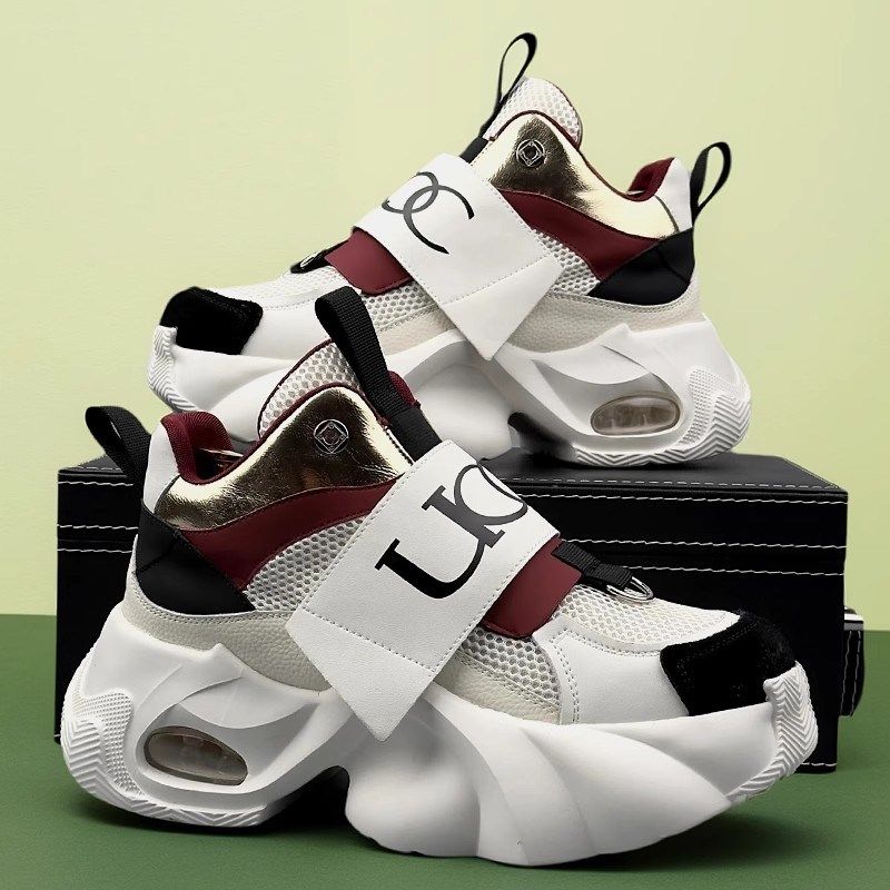 2025夏季新款白色老爹鞋男韩版透气休闲男鞋百搭厚底增高小白鞋男