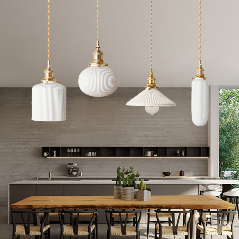 北欧吧台餐厅灯全铜三头餐桌吊灯日式民宿陶瓷单头玄关过道床头灯,家装灯饰光源,餐厅吊灯,淘宝优惠券,粉丝福利购,淘宝优惠卷