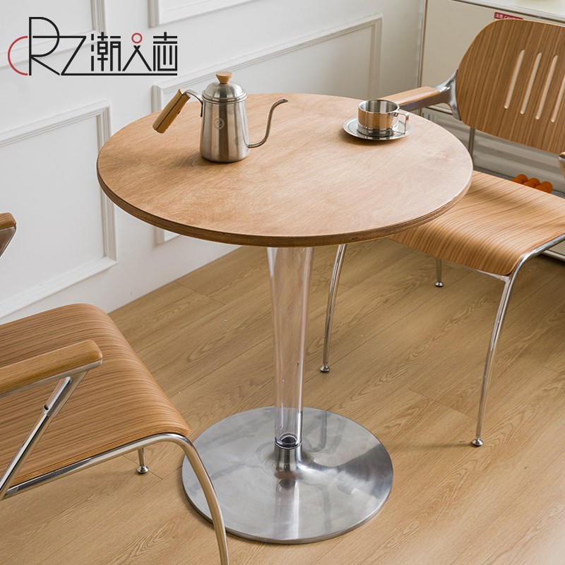 北欧海洋板桌子现代简约亚u克力桦木小圆桌子咖啡厅奶茶店洽谈桌