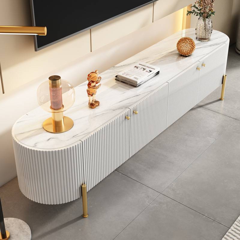 轻奢电视柜茶几组合大小户型客厅地柜现代简约岩板白色卧室储物柜