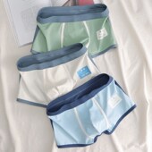 男生夏季 纯棉平角裤 舒适透气B青年四角中腰短裤 内裤 衩薄款 潮流内