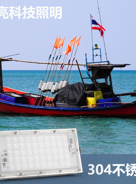 304不锈钢船用灯泡投光灯s24V85V超亮夜市照明摆地摊船用电瓶灯防